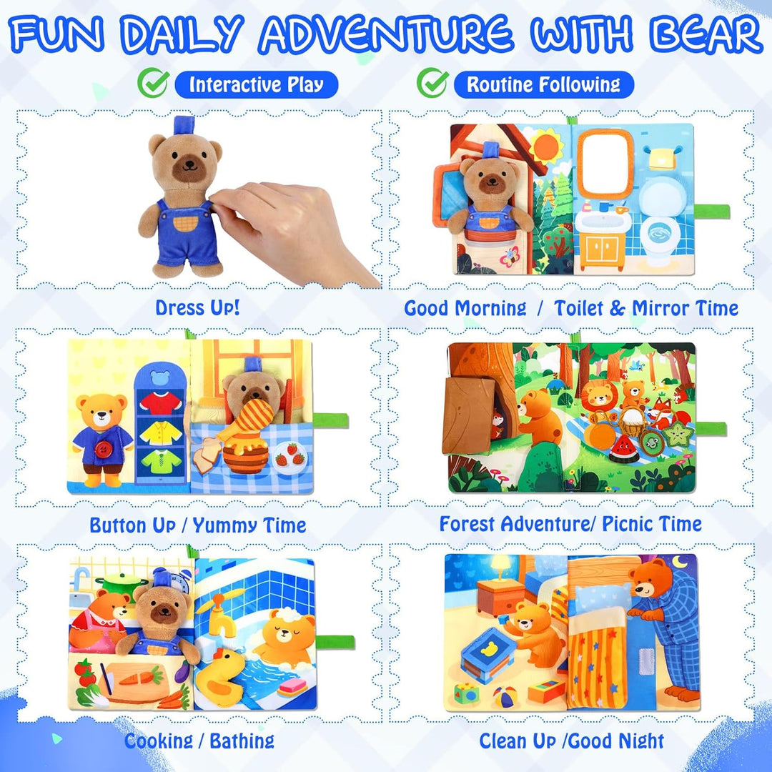 Esjay Busy Book für Kleinkinder ab 1 Jahr, Montessori Spielzeug Bär Busy Board, Activity Buch Quiet