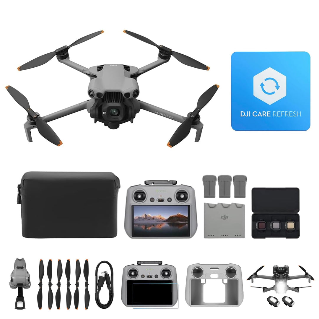 DJI Mini 5 Pro Fly More Combo mit DJI RC 2 und 1 Jahr Care Bundle, 4K Drohne mit Kamera für Anfänger