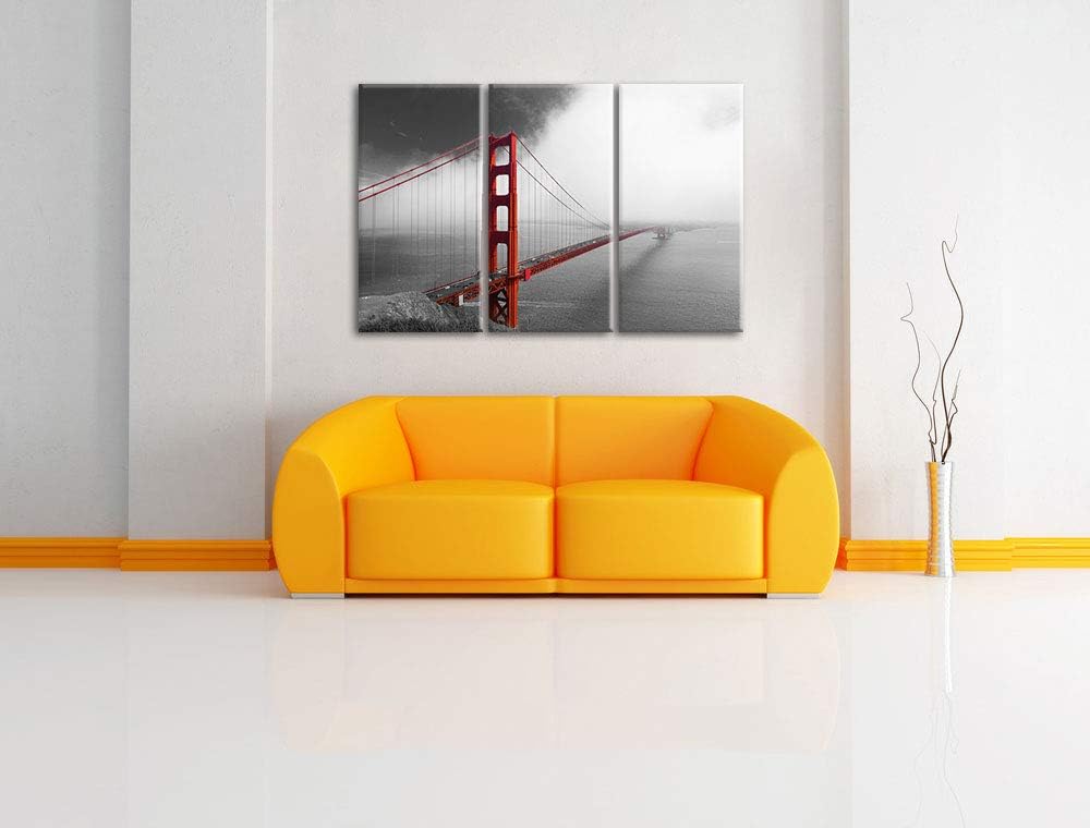 rote Golgen Gate Bridge in San Francisco schwarz/weiss 3-Teiler Leinwandbild 120x80 Bild auf Leinwan