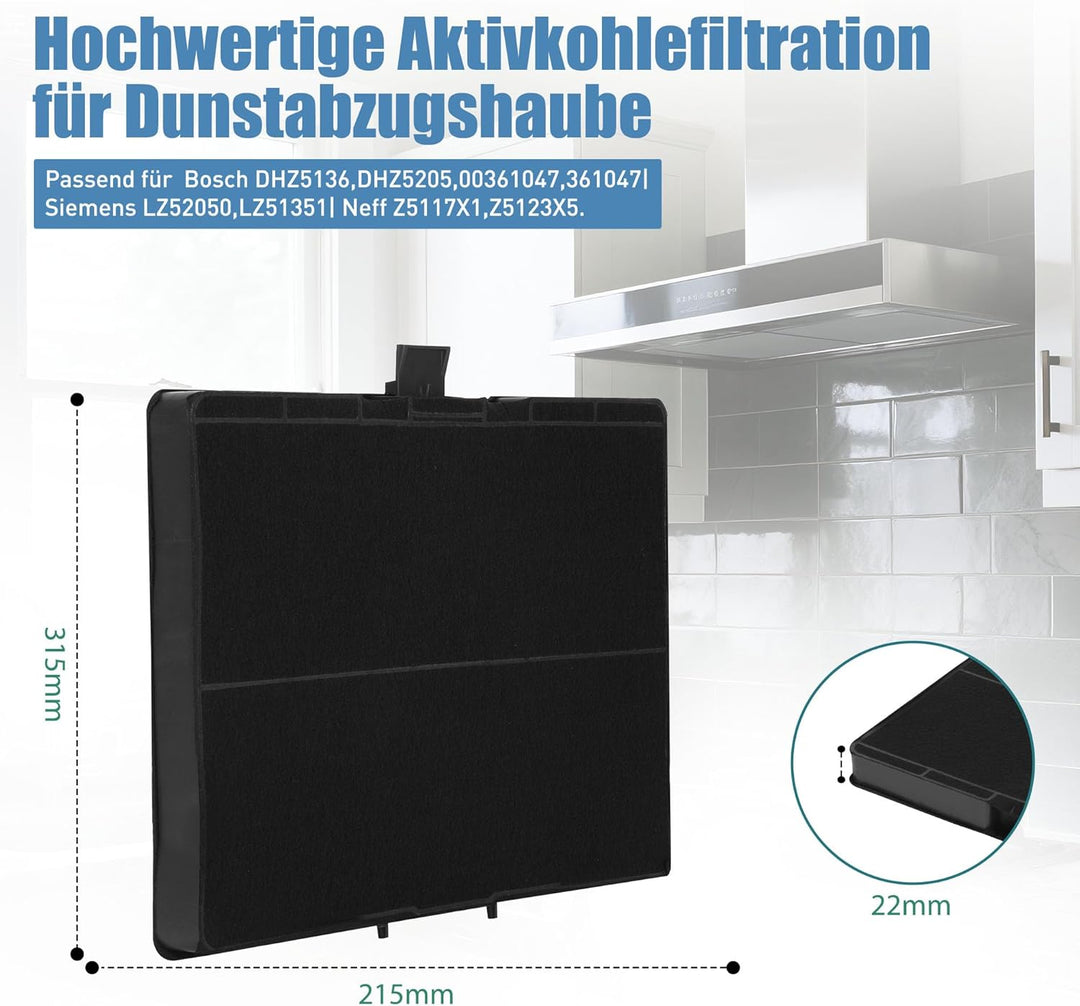 Aktivkohlefilter für Bosch DHZ5346 / DHZ5345 / 00705432/11026771 Siemens LZ53451 / LZ53450 und Neff