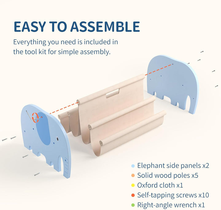 Kinder Bücherregal aus Holz - Montessori Bücherregal für Kinderzimmer| Elefant Design l Kinderzimmer