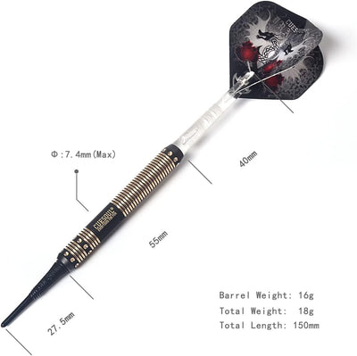 CUESOUL 16 Grams Deluxe Soft Tip Darts Set with Luxury Case（Dragon Series） JL-STL-B1102+D602, JL-STL