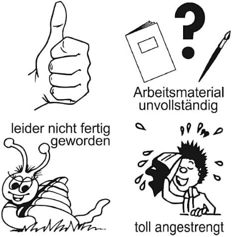 Elbi Stempelset: 4 x Spezialstempel (Daumenstempel, toll angestrengt, Arbeitsmaterial unvollständig,