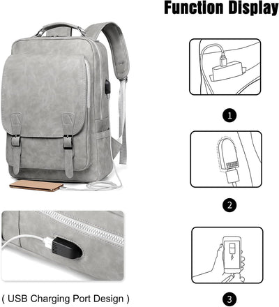 FANDARE Rucksack Laptop Wasserdicht Handgepäck Rucksack Wasserdicht PU-Leder Schulrucksack Herren Da