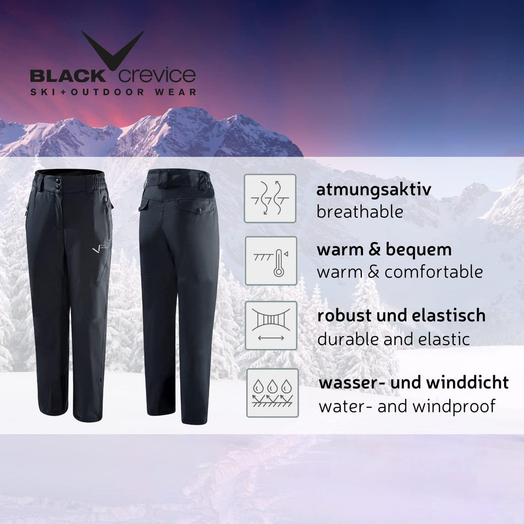 Black Crevice Damen Skihose I Damen-Skihose Grössen I wärmeisolierende Damen-Wanderhose I atmungsakt