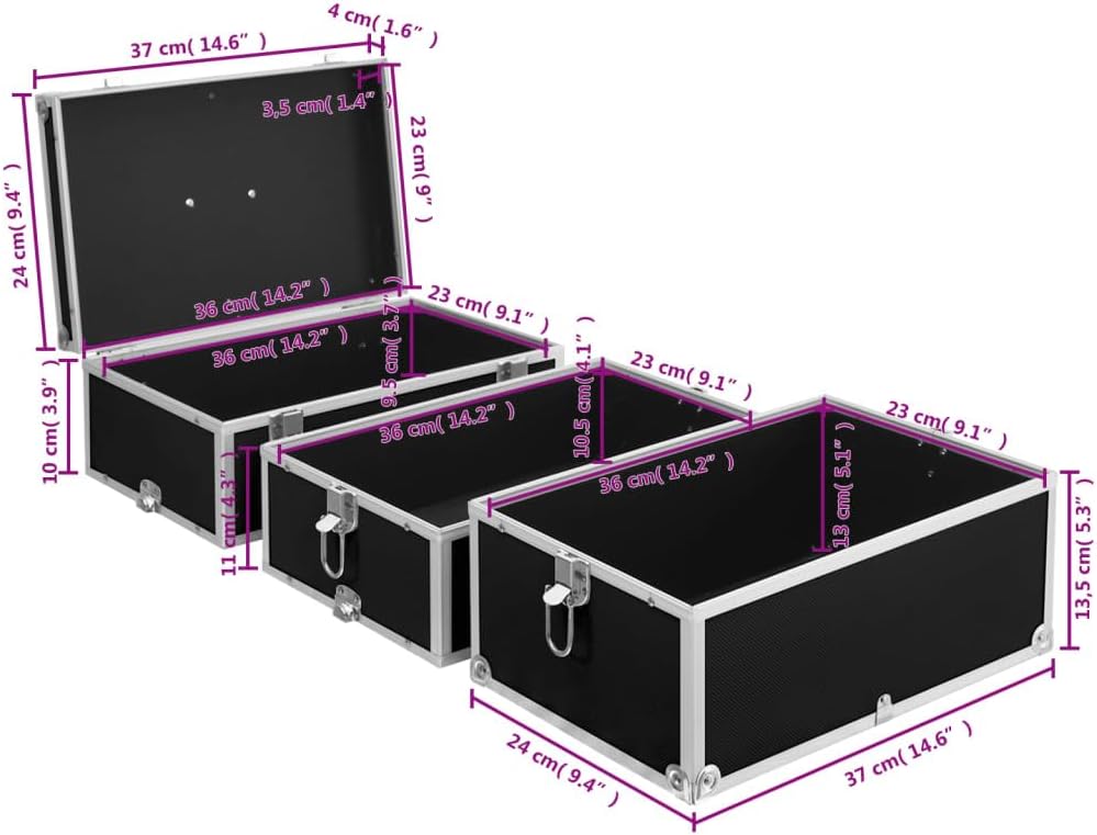 vidaXL Kosmetikkoffer 37x24x40cm Schminkkoffer Schmuckkoffer mehrere Auswahl Schwarz, Schwarz