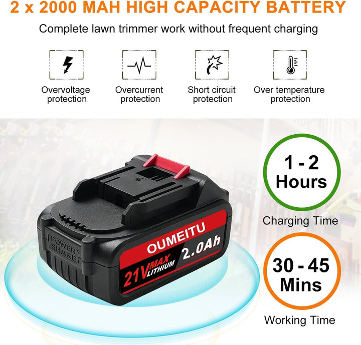 Akku Rasentrimmer mit Akku und Ladegerät, 3-in-1 Elektrischer Akku Motorsense &amp; Rasentrimmer Rasen m