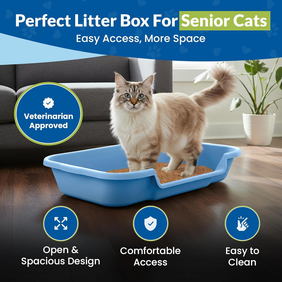Kitty Go Here Katzentoilette Senior, 61 x 50,8 x 12,7 cm, Blau, Blau Large (1 Pack)