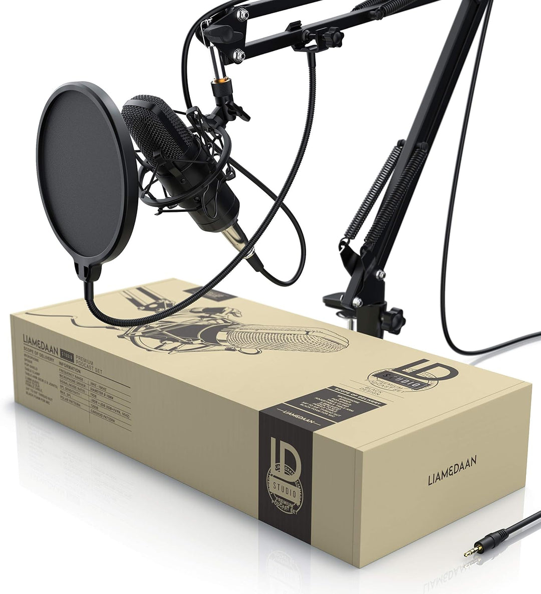 Liam &amp; DAAN Kondensatormikrofon Mikrofonarm, Studiomikrofon Set - Grossmembran Kondensatormikrofon M