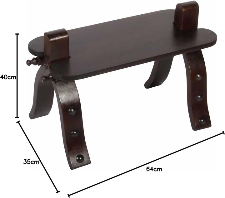 Casa Moro Marokkanischer Kamelhocker Sadia Karamel mit echt Leder-Sitzkissen & klappbarem Holz-Geste