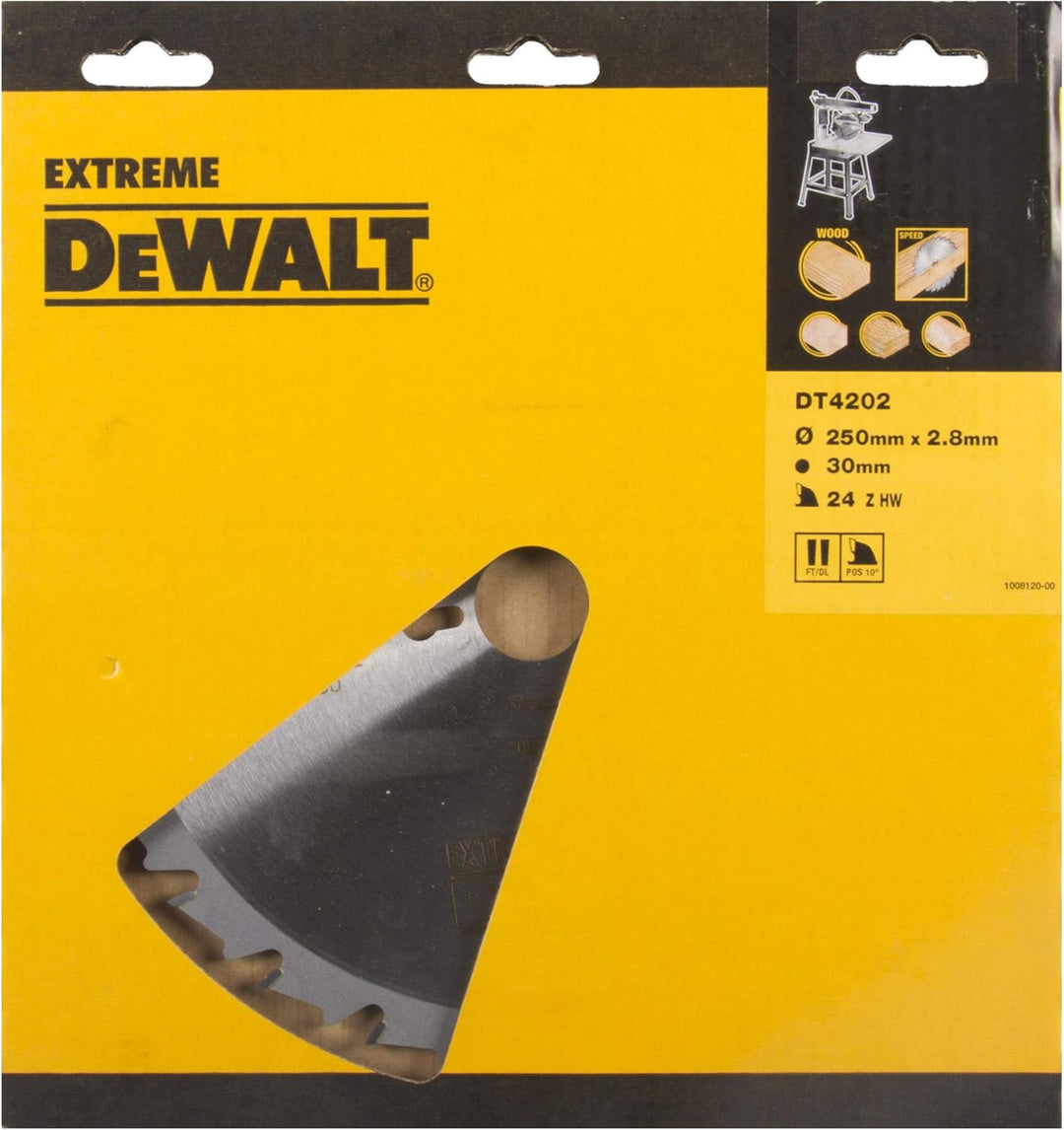 DeWalt Extreme Kreissägeblatt (für Radialarmsägen, Sägeblatt-Ø 250, Bohrung 30 mm, Schnittbreite 2.8