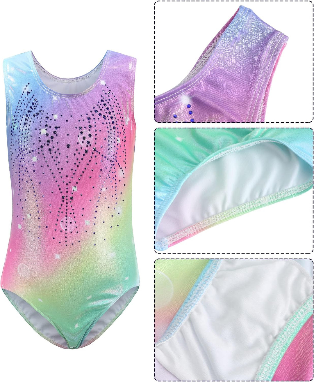 SEAUR Mädchen Turnanzug Turnshorts Haarband Set Kinder Turnen Trikot Shorts Gymnastik Ärmellos/Langa