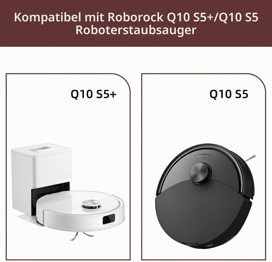 Q10S5 Zubehör Ersatz Kompatibel für Roborock Q10 S5/S5+ Plus Saugroboter, 1 Hauptbürste, 2 Filter, 4