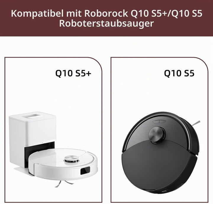 Q10S5 Zubehör Ersatz Kompatibel für Roborock Q10 S5/S5+ Plus Saugroboter, 1 Hauptbürste, 2 Filter, 4