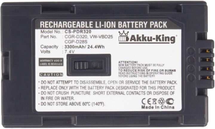 Akku-King Akku kompatibel mit Panasonic CGR-D320 VW-VBD25 CGP-D28S - Hitachi DZ-BP28 - Li-Ion 3300mA
