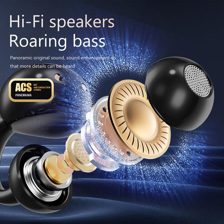 Bluetooth kopfhörer mit ohrclip, Bluetooth 5.4-Sportkopfhörer, Open Ear übersetzungskopfhörer,IPX5 w