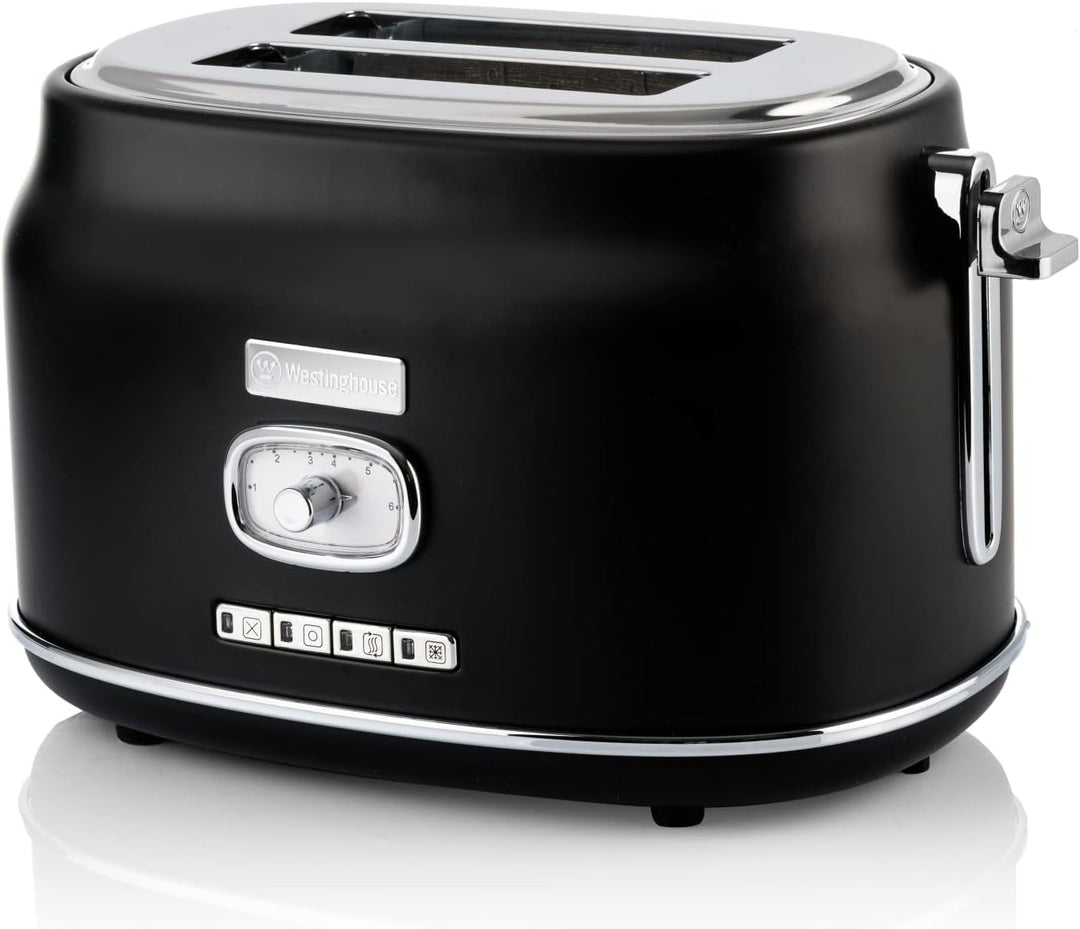 Westinghouse Retro Toaster 2 Scheiben, Abnehmbarer Brötchenaufsatz, 6 Bräunungsstufen, Brotzentrieru
