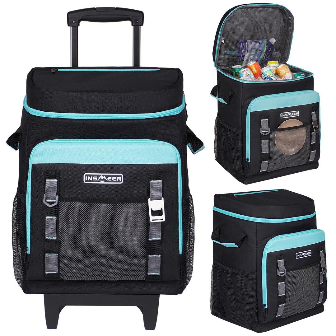 Kühltasche mit Rollen, 50L/ 80 Cans Kühltasche Gross Faltbar und Wasserdicht Kühler, Isoliertasche T