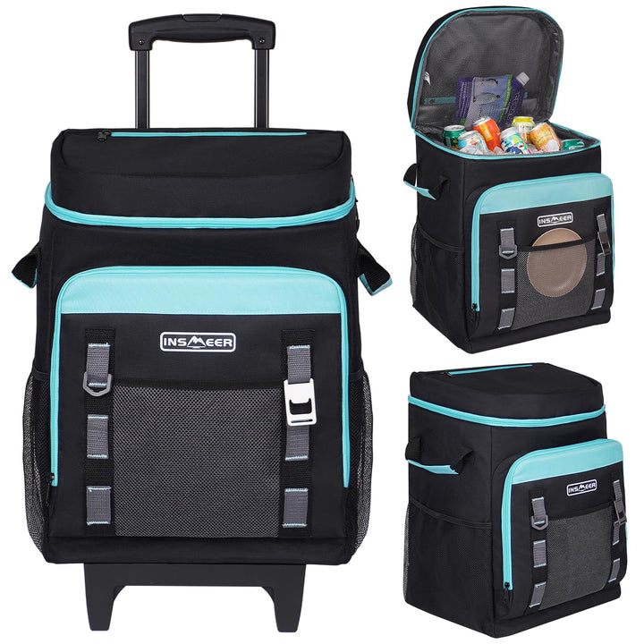 Kühltasche mit Rollen, 50L/ 80 Cans Kühltasche Gross Faltbar und Wasserdicht Kühler, Isoliertasche T