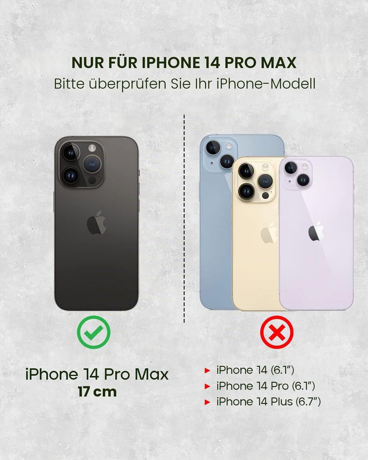 Porter Riley - Lederhülle für iPhone 14 Pro. Premium Echtleder Standhülle/Ledertasche/Brieftasche mi