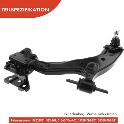 Frankberg Querlenker Vorne Rechts Unten Kompatibel mit CR-V IV RM 1.6L 2.0L 2.2L 2012-2022 Replace#