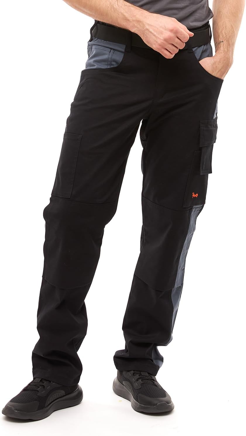strongAnt Arbeitshose komplett Stretch Männer Berlin Pro Bundhose Schwarz Weiss Grau 42 Schwarz-grau