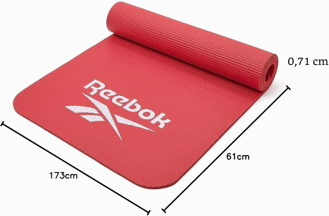 Reebok Trainingsmatte - Rutschfeste Gymnastikmatte aus natürlichem Gummi in 7mm, 10mm, 15mm und vers