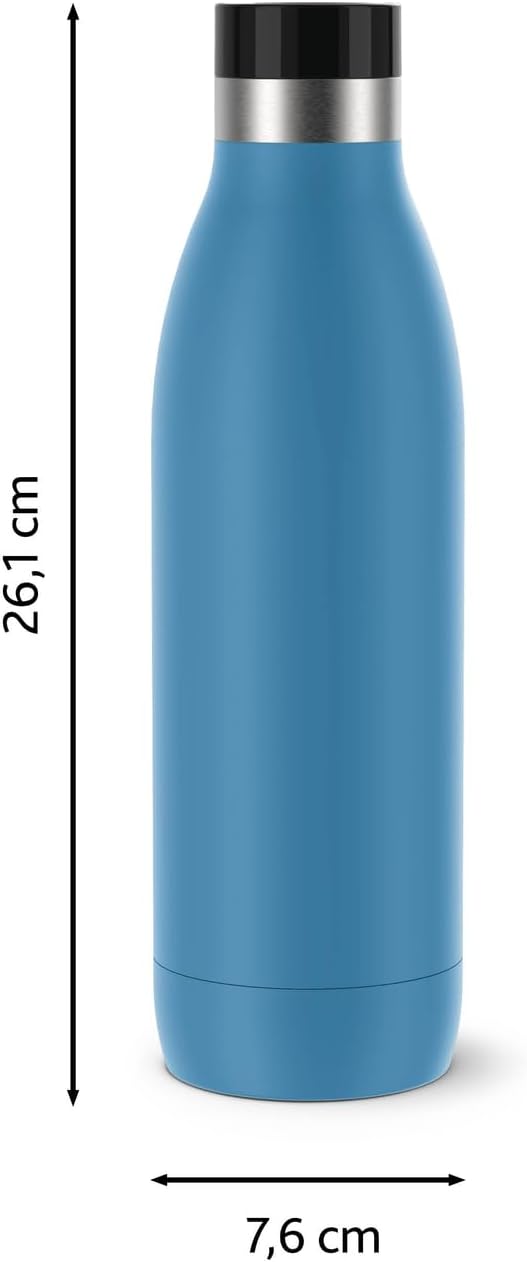 Emsa Bludrop Isolier-Trinkflasche, 0,7 Liter, 100% dicht, Quick-Press Verschluss, Ergonomischer 360°