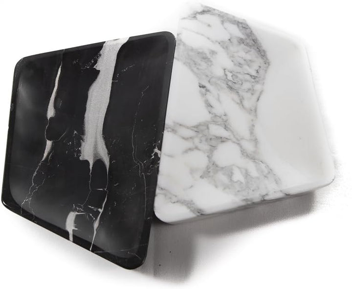 Yuchengstone Schale Teller aus weissem Marmor, eckig, klein Naturstein Unikat günstig wertvoll, weis