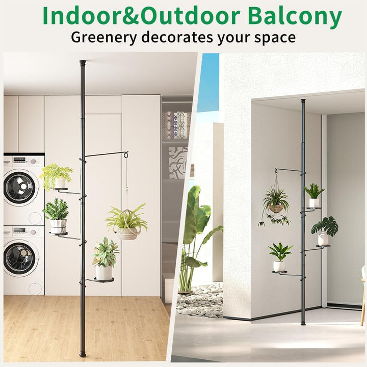 BAOYOUNI 4 Ebenen Teleskop Blumenregal, Pflanzenständer Indoor aus Kohlenstoffstahl, Höhenverstellba