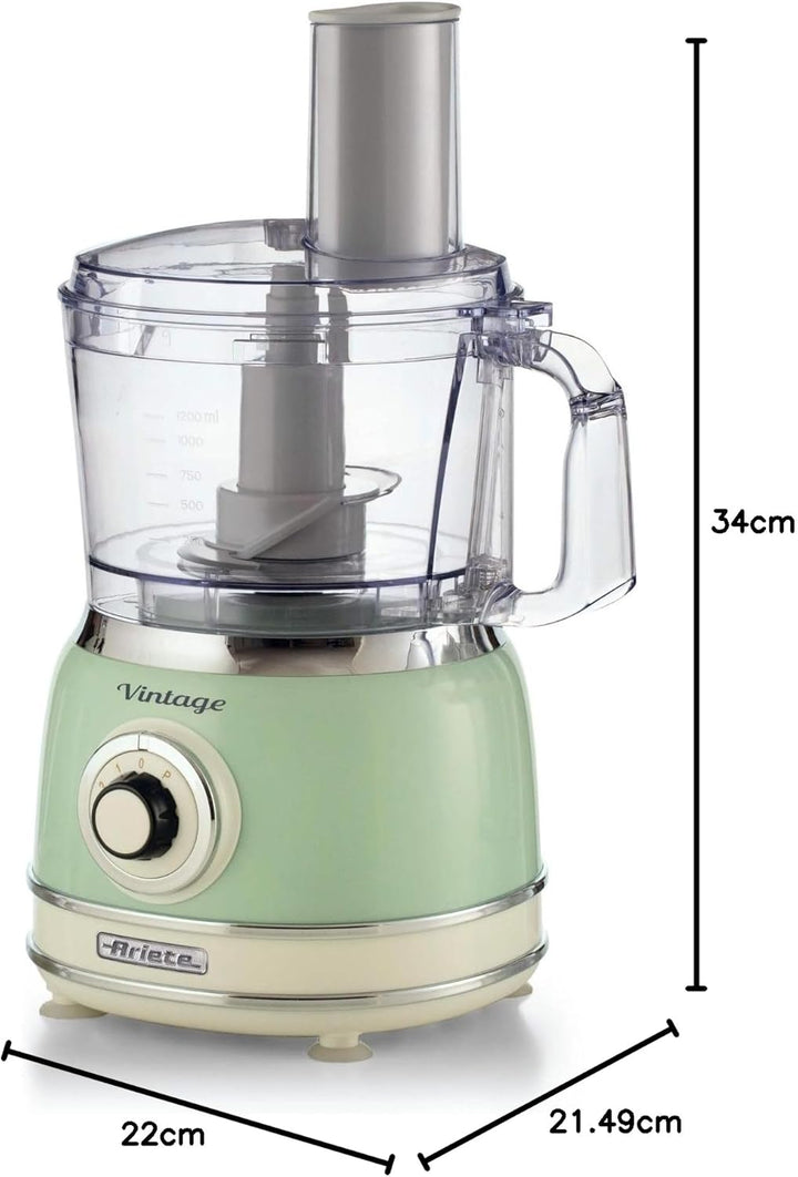 Ariete 1781 Küchenmaschine Vintage, 1000 W, Fassungsvermögen 2,1 l, für die Zubereitung von Teig, Gr