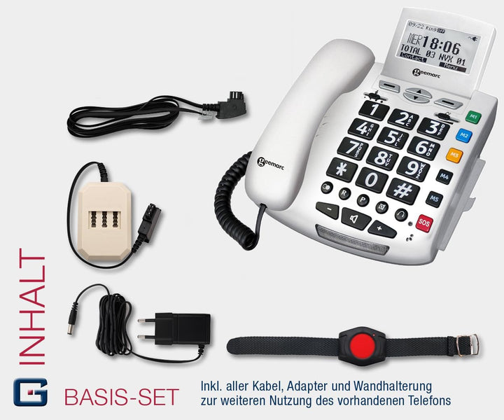 G-TELWARE® (ELDAT-Variante!) 2024er Modell Seniorentelefon Senioren-Notruf-Telefon mit Funk-SOS-Send