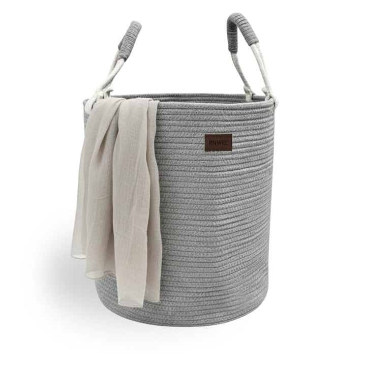 Wäschekorb aus Baumwolle 40 L Wäschesammler Aufbewahrungskorb, Baumwollseil mit Griff, Kordelzug, Wä