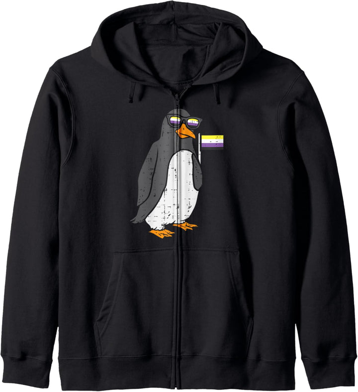 Penguin Animal LGBTQ Non-Binary Flag Genderqueer Men Women Kapuzenjacke