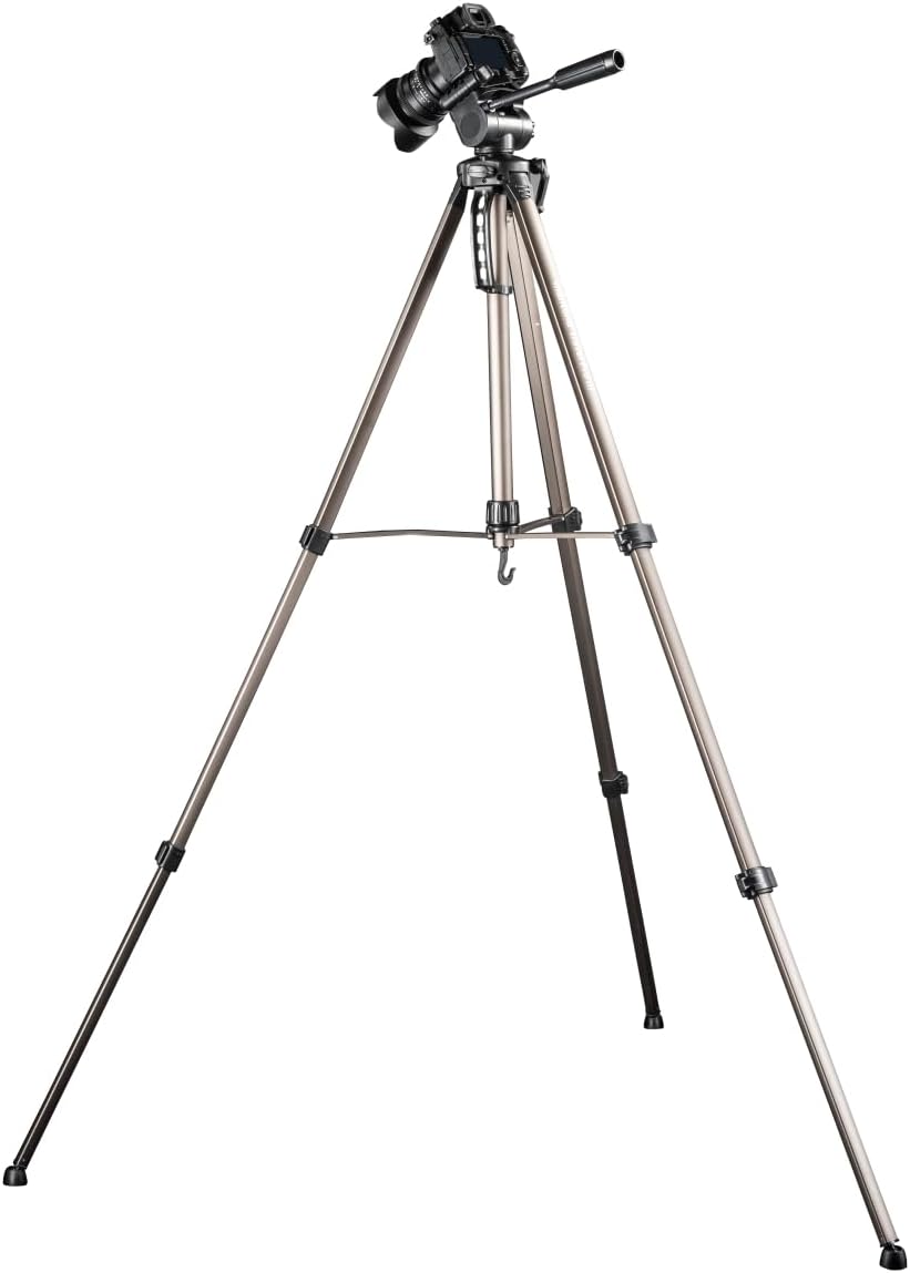 Mantona Basic Travel Pro III Fotostativ – grosses, leichtes Aluminium Dreibein Videostativ mit Schne