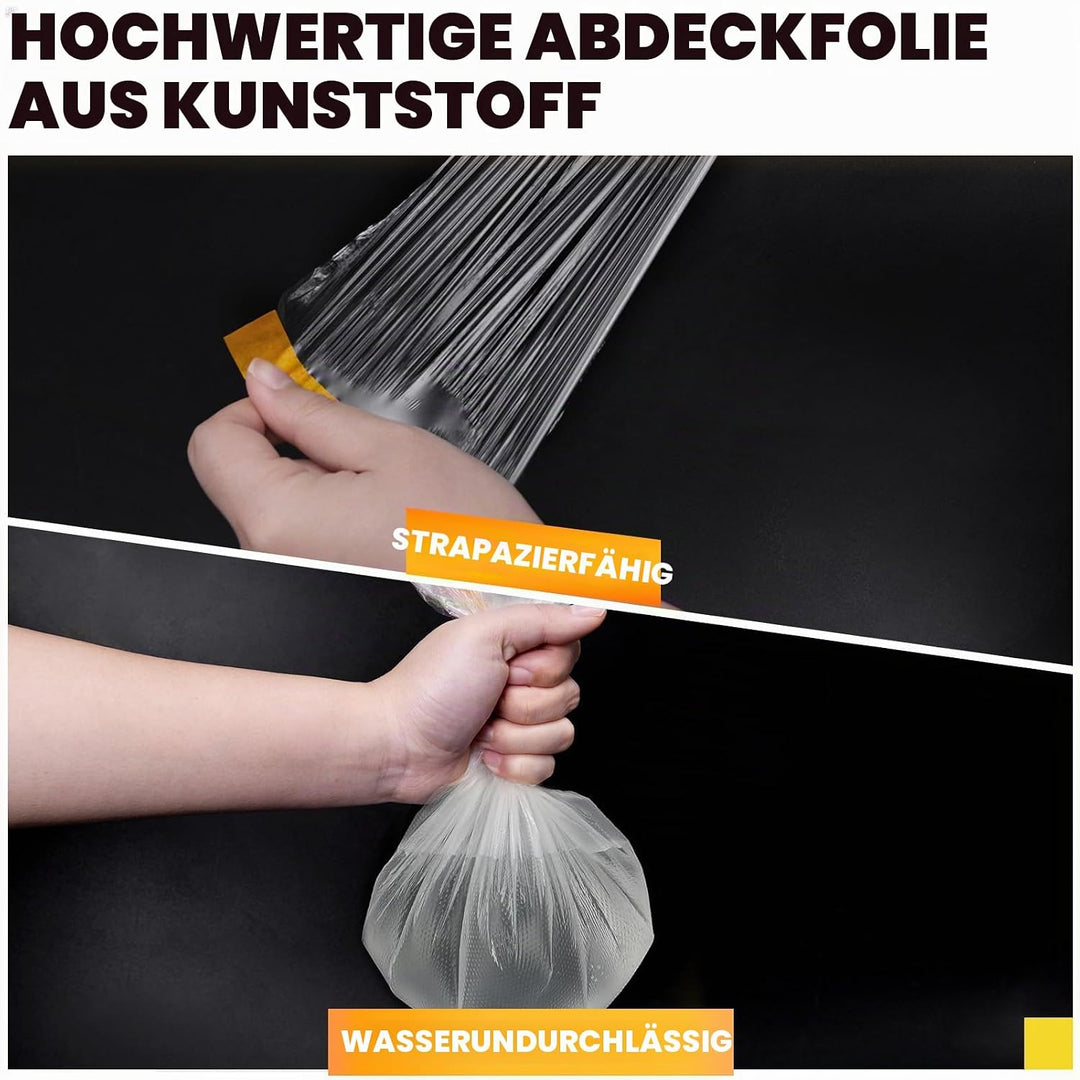 ADHES Abdeckfolie Mit Klebeband, Malerband Abdeck-Folie, Malerfolie Malerkrepp Für Lackieren, Staubs
