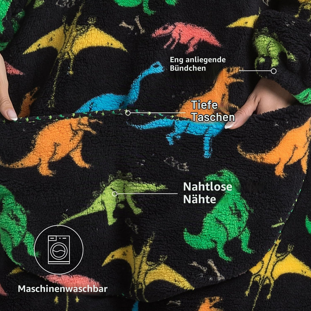 Ultra Weiche Hoodie Decke mit Ärmeln Warme Flanell Decke zum Anziehen für Zuhause Sofa und Bett, Kus