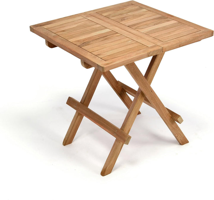 Divero Kindertisch Beistelltisch Balkontisch Teak Holz Tisch für Terrasse Balkon Garten – eckig wett