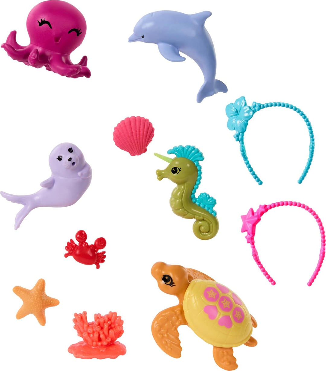Meerjungfrau Barbie Puppen 2er-Pack: Meerestiere, Stirnbänder &amp; Ozeanzubehör von Barbie