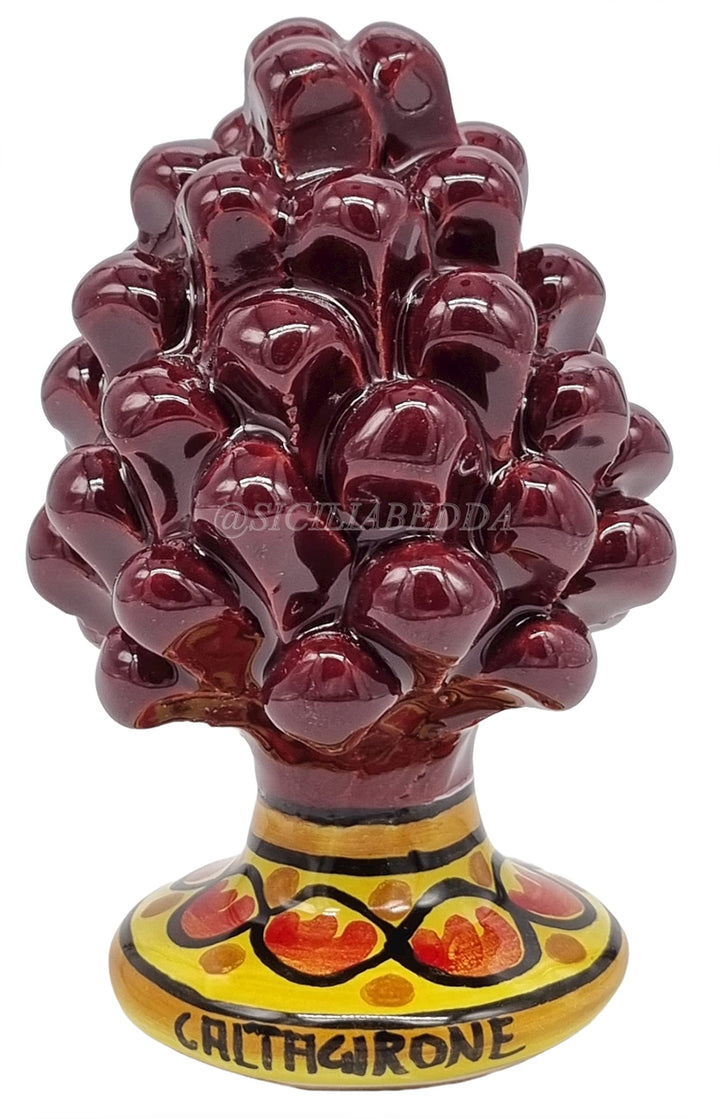sicilia bedda - Sizilianisches Pigna aus Caltagirone-Keramik, verzierter Fuss, 100% sizilianische Ha