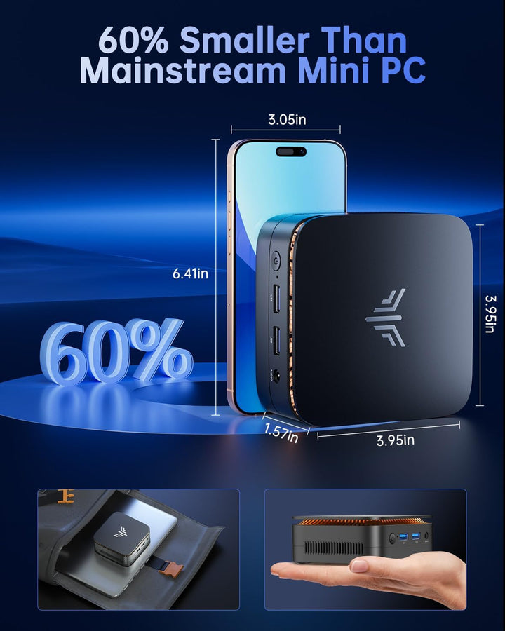 NiPoGi E1 Mini PC Ιntel Twin Lake N150(Aufgerüstet N100) Unterstützt W-11 Pro 16 GB RAM 1TB M.2 SSD,