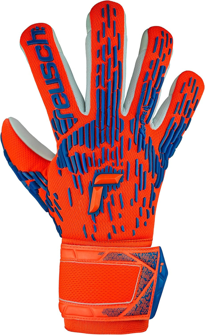 Reusch Unisex Jugend Attrakt Freegel Silver Junior Torwarthandschuh 4 orange-blau, 4 orange-blau