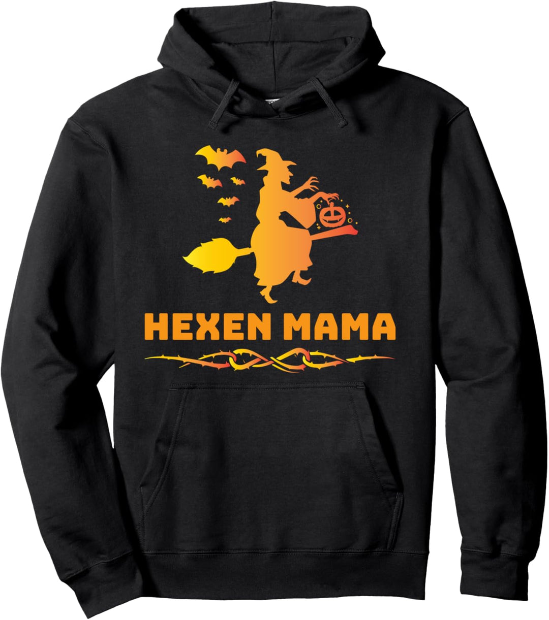Halloween Hexen Mama Hexe auf Besen Hexenkostüm Pullover Hoodie