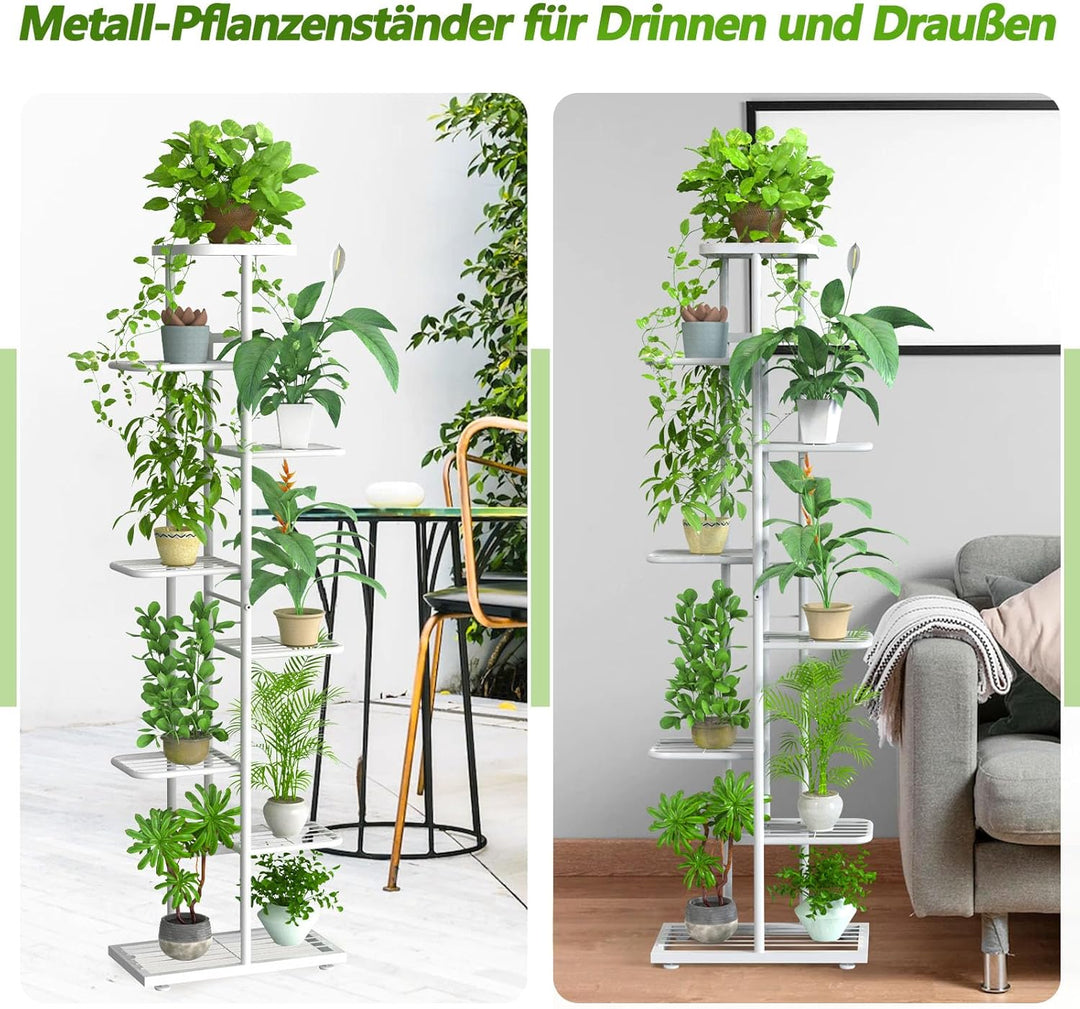 MAIJIAJU Blumenständer Metall (8 Etagen Weiss), 8 Etagen Weiss