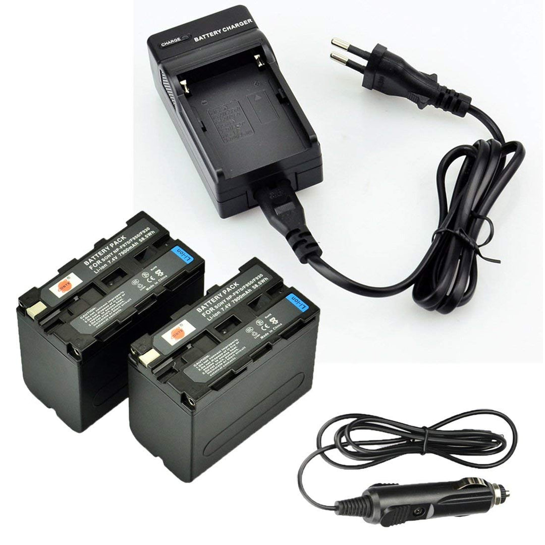 DSTE®（2 Pack）Ersatz Batterie und DC01E Reise Ladegerät Compatible für Sony NP-F970 CCD-SC55 CCD-SC65