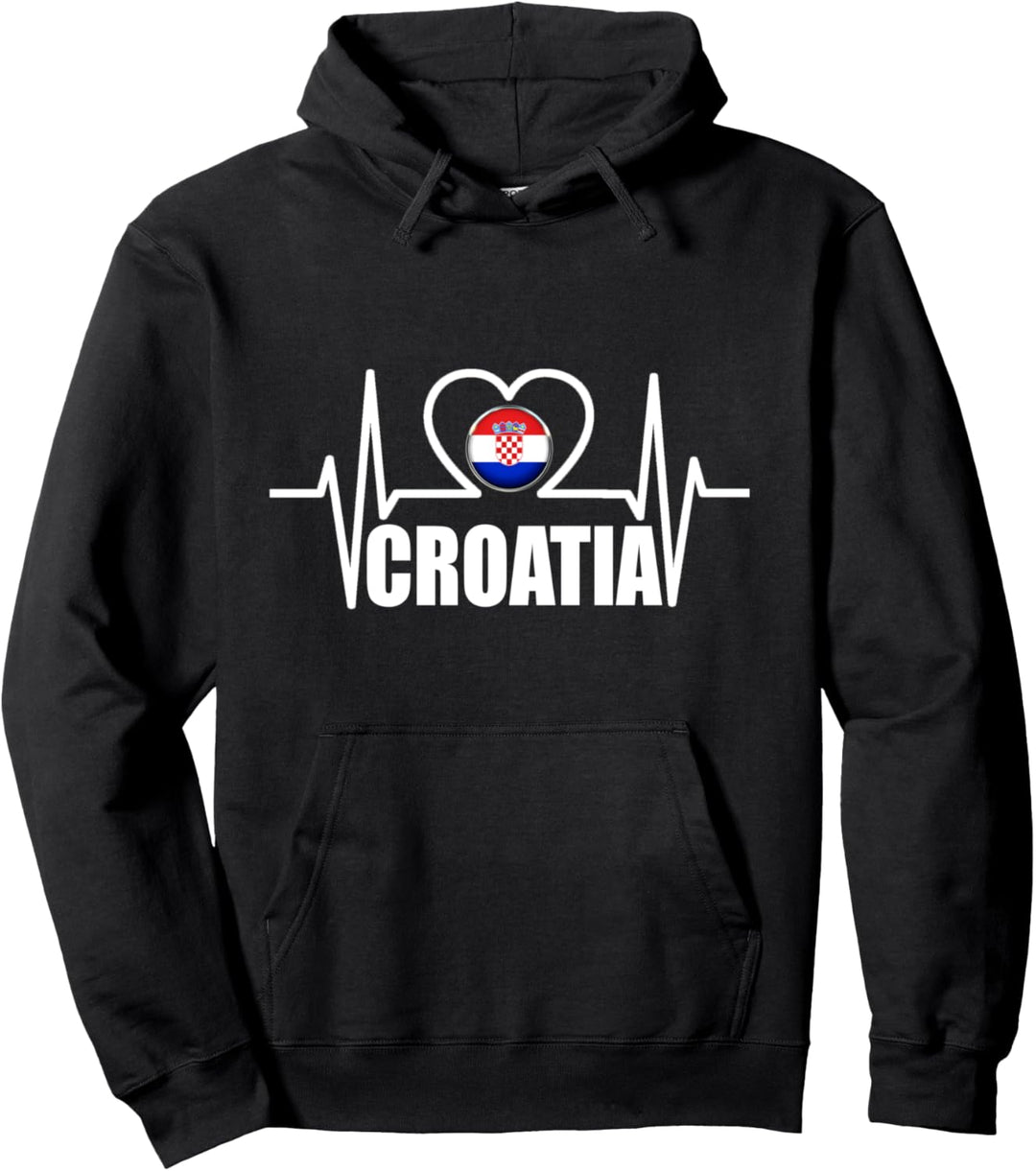 Flagcastle: Kroatien-Flagge Herzschlag Pullover Hoodie