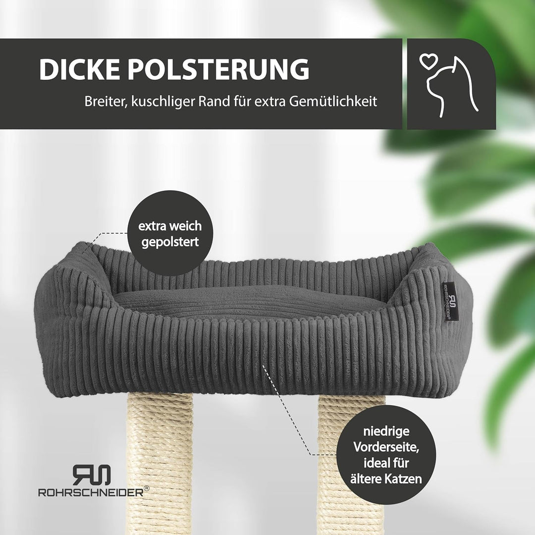 Rohrschneider moderner Kratzbaum Wolly | Made in Germany | Kleiner Katzenbaum mit 2 Breiten Kratzsäu