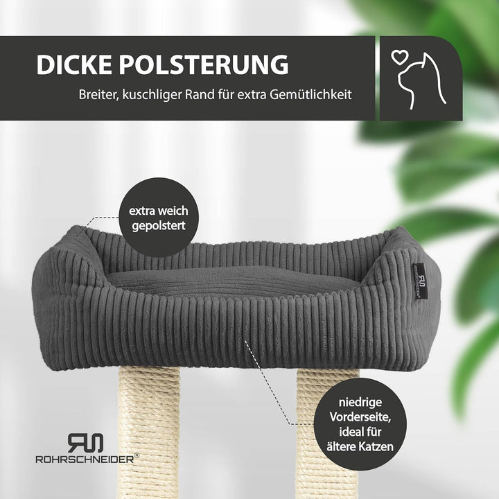 Rohrschneider moderner Kratzbaum Wolly | Made in Germany | Kleiner Katzenbaum mit 2 Breiten Kratzsäu