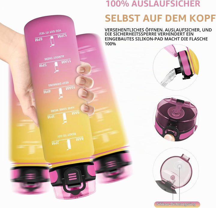 Vikaster Sport Trinkflasche, 500ml/1000ml/1500ml BPA-frei, Auslaufsicher, Kohlensäure Geeignet, für