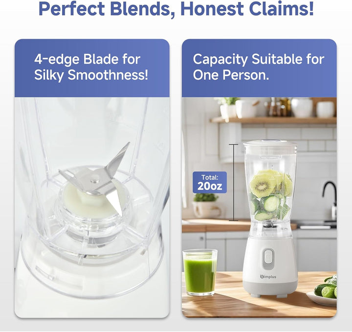 SIMPLUS Standmixer 600 ml Hellgrau, kompakter Smoothie Mixer mit 23000 U/min, 250W Küchenmixer mit 4